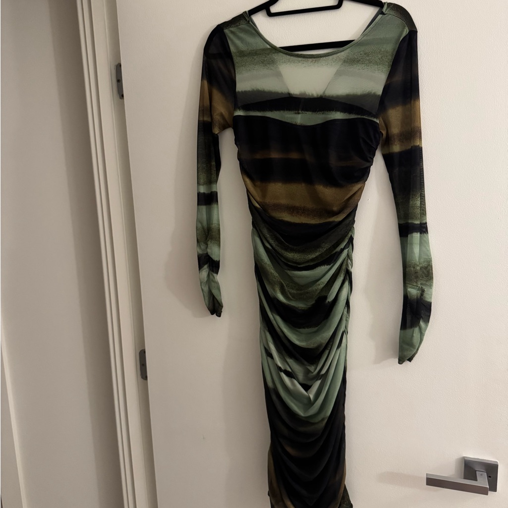 Nwt Green And Brown Bodycon Dress